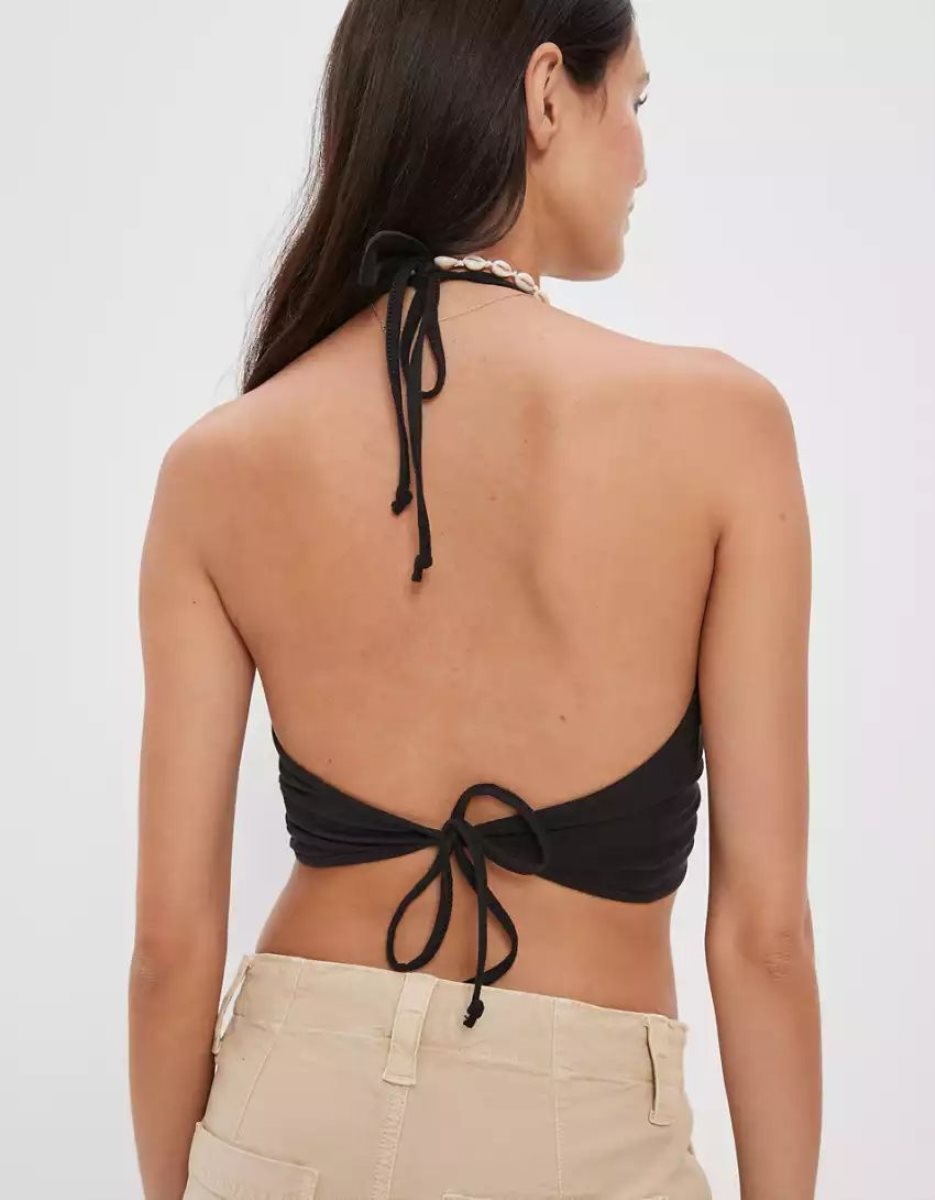 Debardeur American Eagle AE Keyhole Halter Noir Femme | PMR-78336231